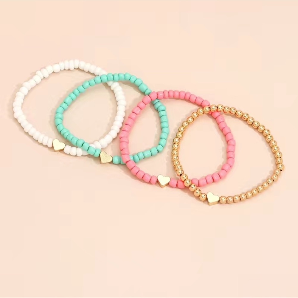 Stackable Heart Elastic Bracelet Set of 4 NWT - Picture 4 of 5
